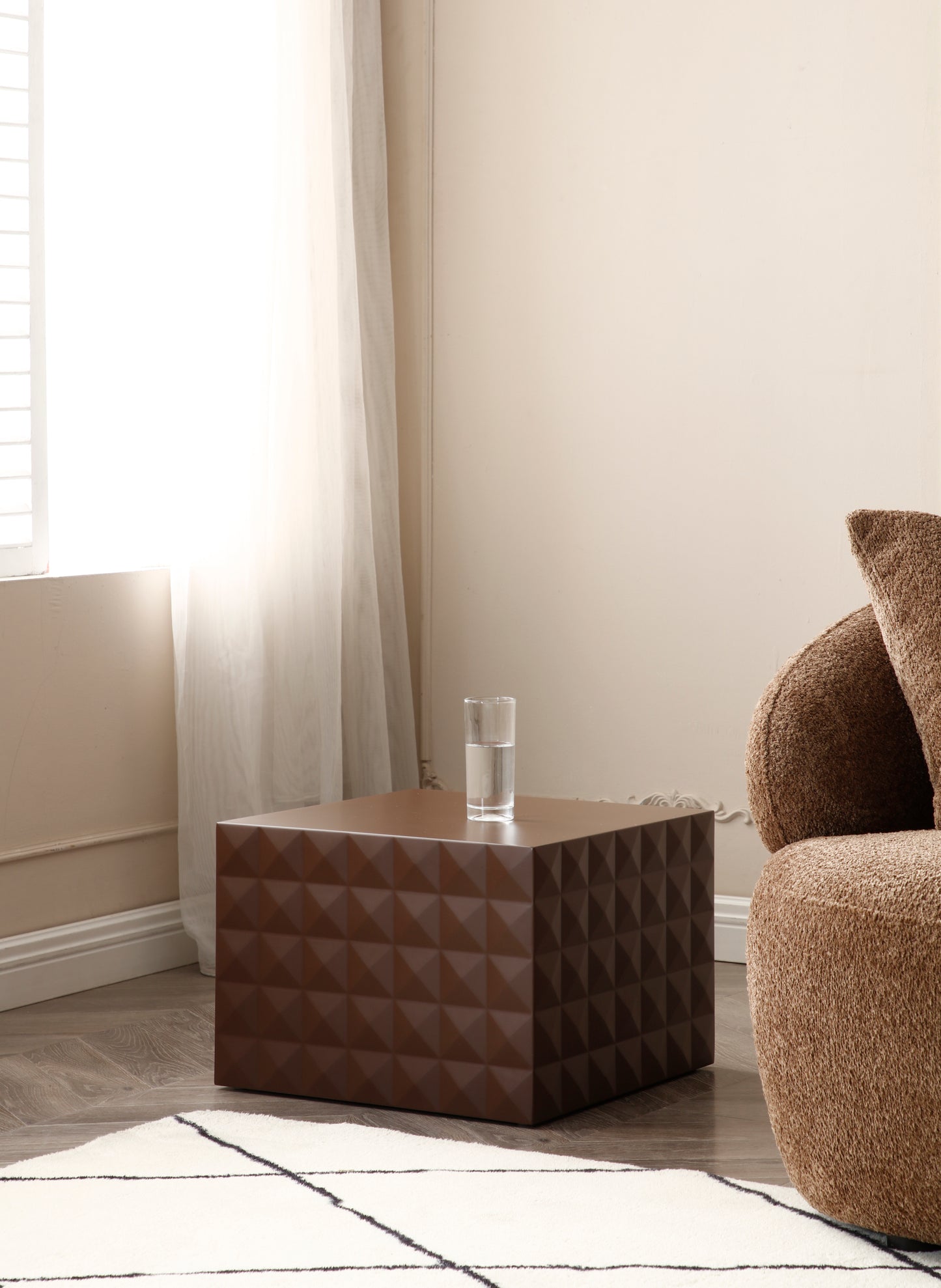 Handcraft Nesting Table Set of 2, MDF Square End/Coffee Table for Living Room - Brown, Space-Saving Design