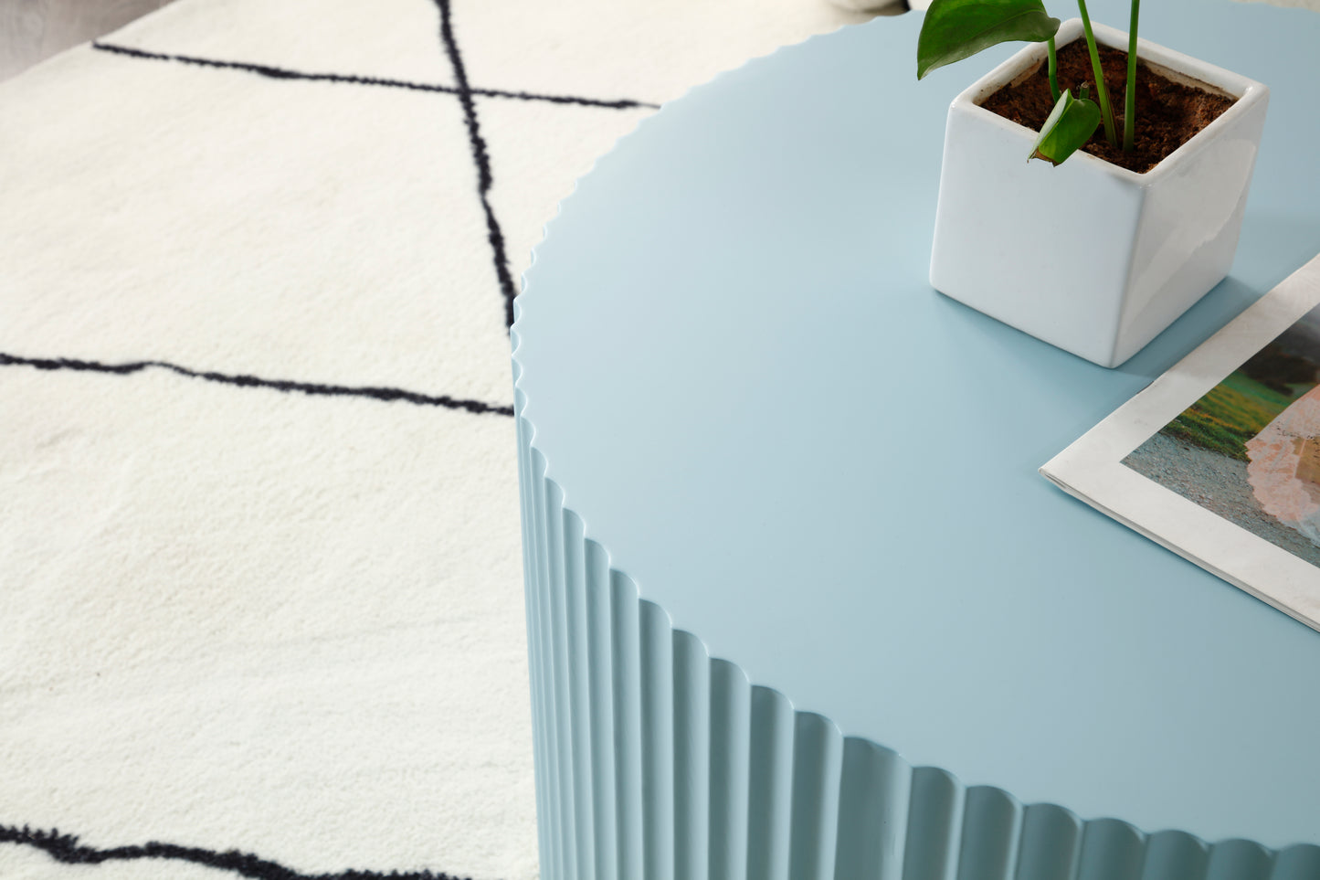 MDF Nesting Table Set of 2, Handcrafted Round Coffee Table for Living Room/Leisure Area, Blue – Stylish Multi-Functional Furniture for Modern Homes