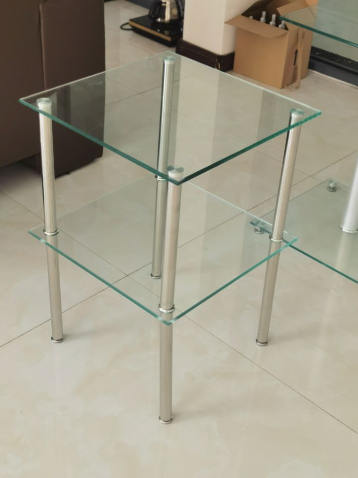 2-Piece Clear Glass Side&End Table Two Layer End table with Shelf - Stylish and Functional Furniture for Your Living Space