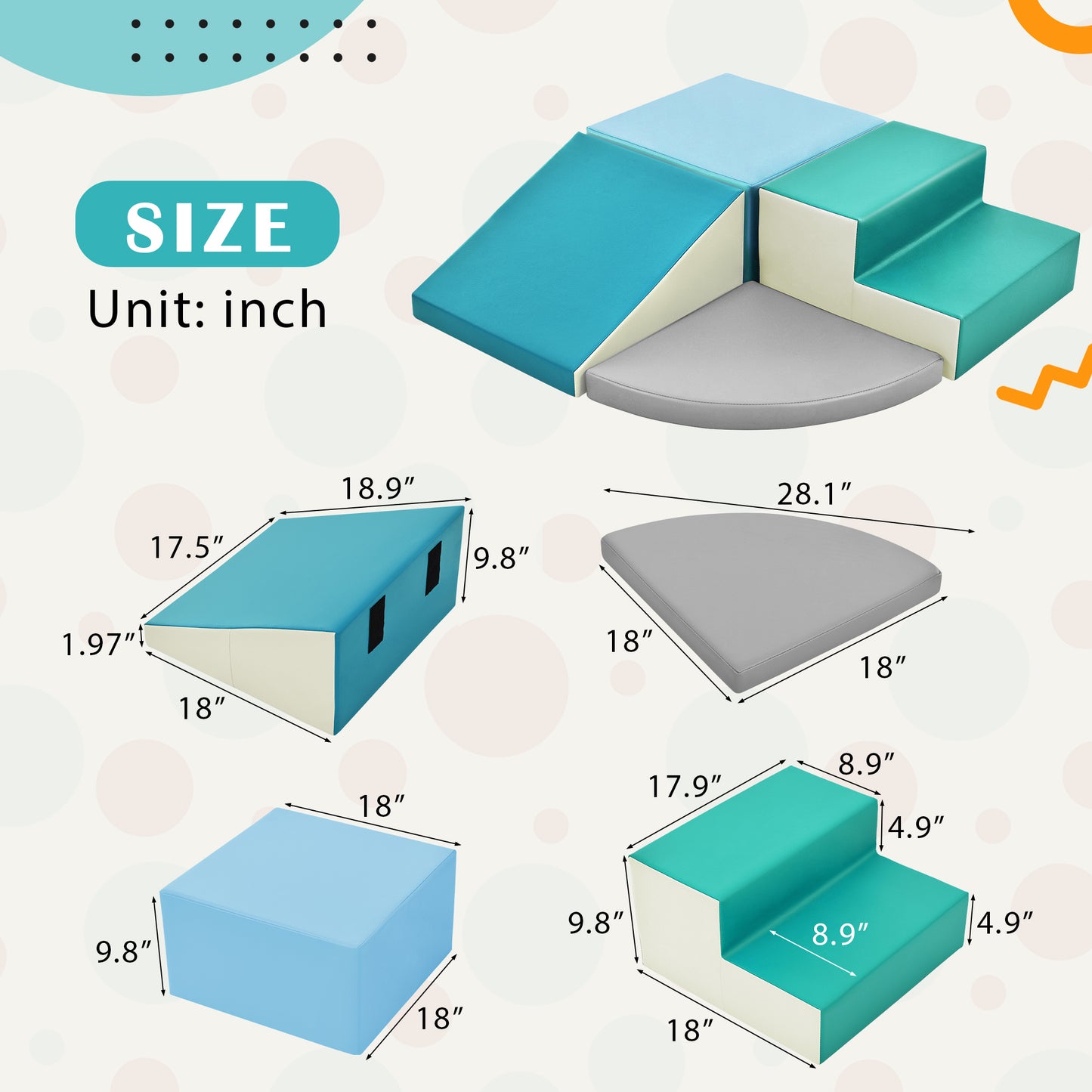 Soft Climb and Crawl Foam Playset - Safe Soft Foam Nugget Block for Infants, Preschools, Toddlers, Kids Crawling and Climbing Indoor Active Play Structure - Ideal for Developing Motor Skills - Non-Toxic and Durable - Available in Various Sizes and Colors