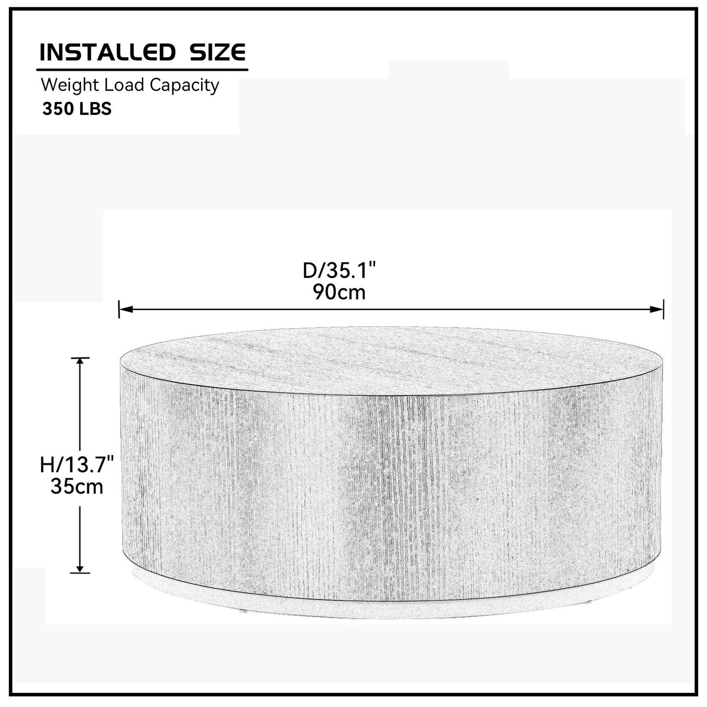 Round Coffee Table Side Table | Fully Assembled | Black | Living Room Furniture