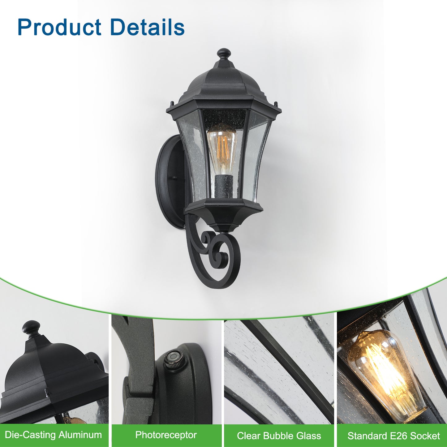 Outdoor Waterproof Glass Retro Wall Lamp - Stylish Vintage Design with Weatherproof Protection for Outdoor Lighting - Available in Various Colors and Sizes