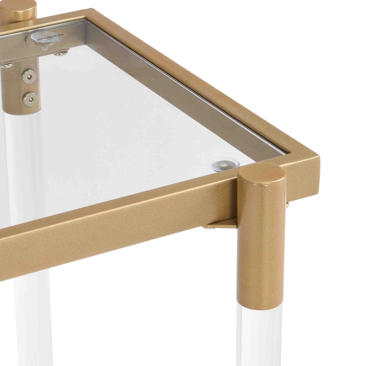 43.31'' Golden Glass Sofa Table - Acrylic Side Table for Living Room & Bedroom - Console Table with Elegant Design and Spacious Surface