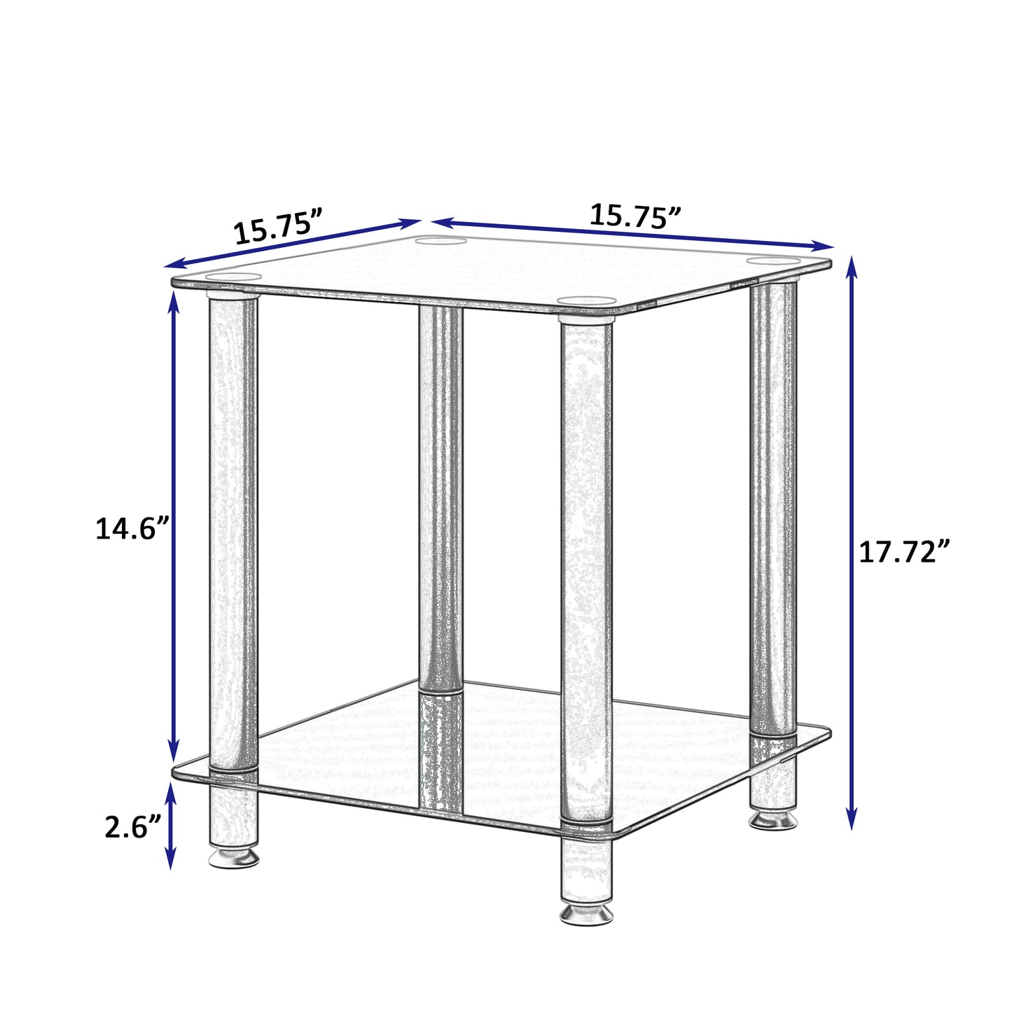 2-Piece Black Side Table: 2-Tier Space End Table, Modern Night Stand with Storage Shelve