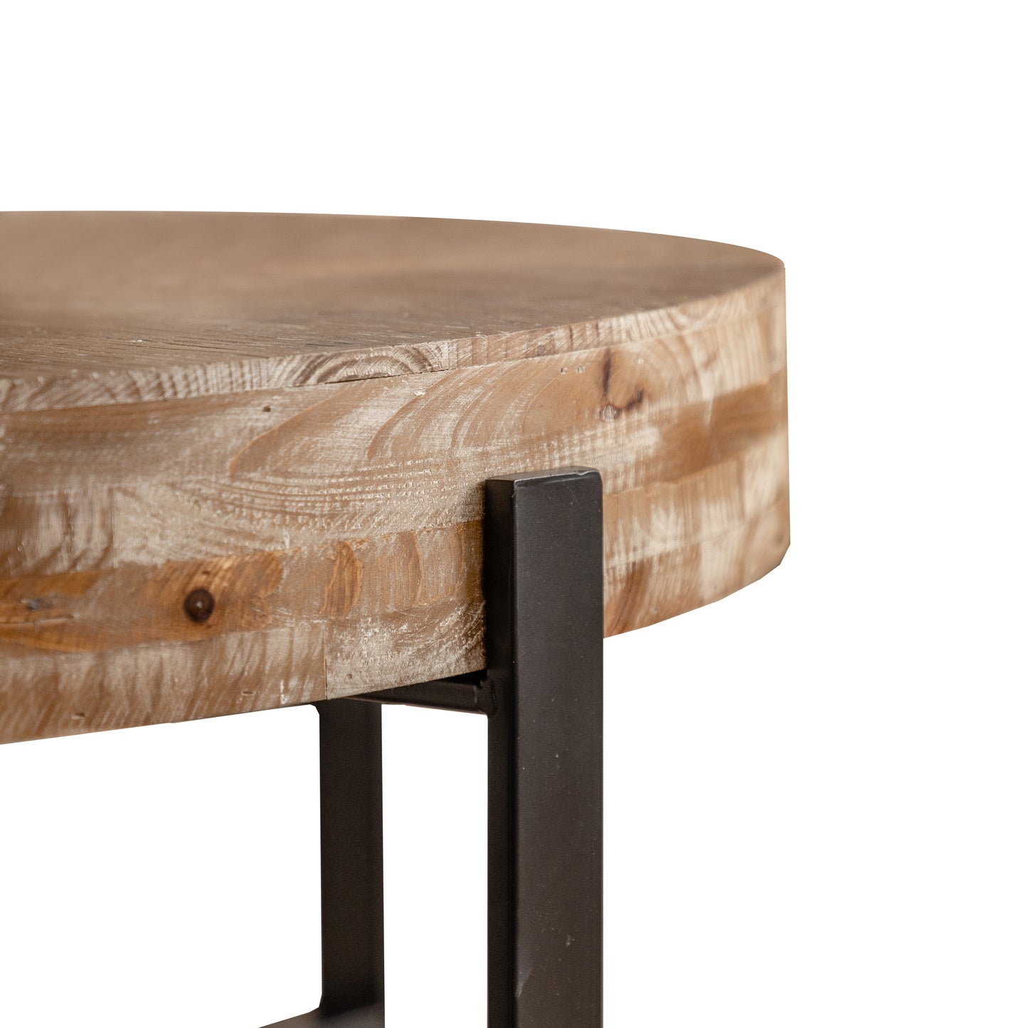 31.29" Modern Retro Splicing Round Coffee Table - Fir Wood Top, Cross Legs Metal Base - Stylish and Functional Furniture for Your Living Room Décor