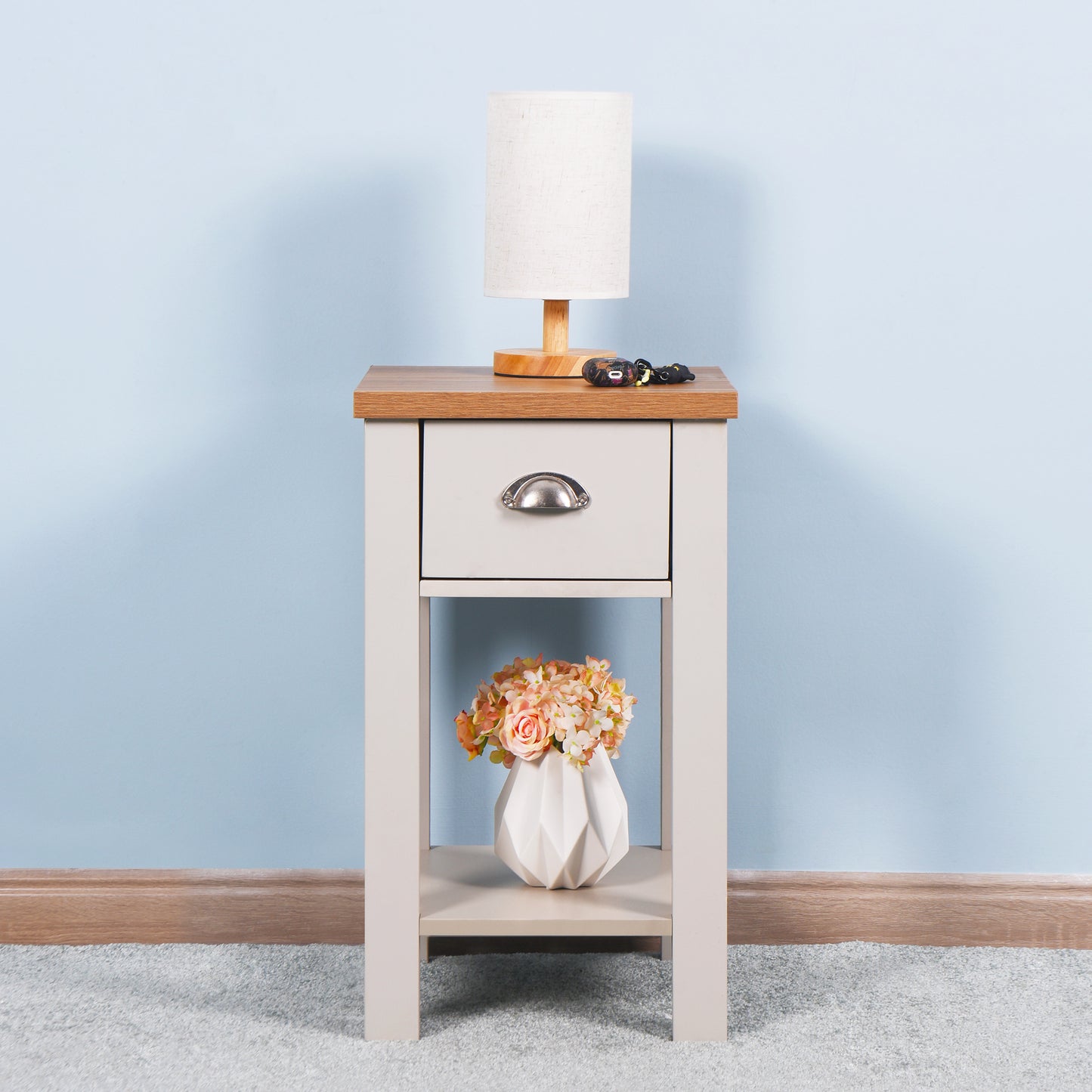 Wooden Living Room Side Table with Drawer, Floor-standing Storage Table for Organizing Décor and Essentials, Available in Various Sizes and Colors