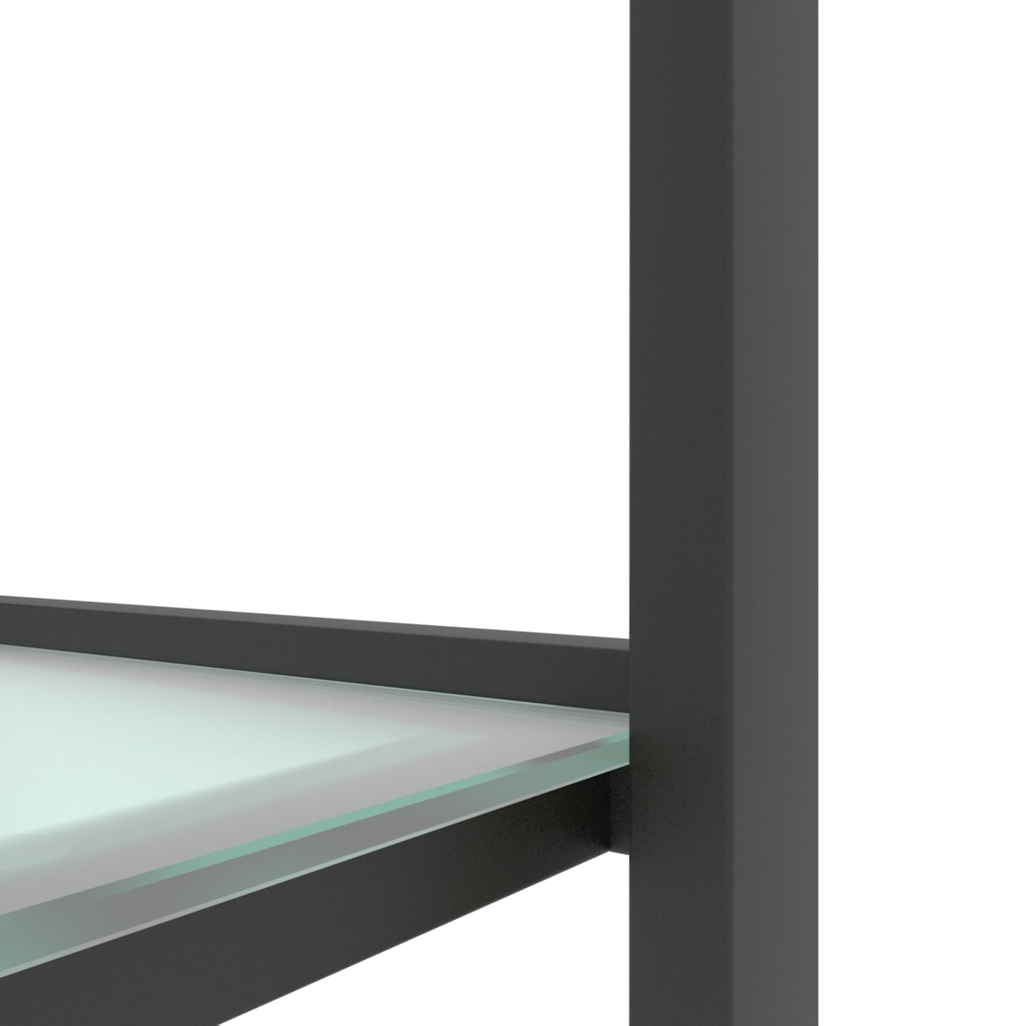 Console Table: Double Layer Tempered Glass Rectangular Porch Table - Black Leg, Double Layer Glass Tea Table