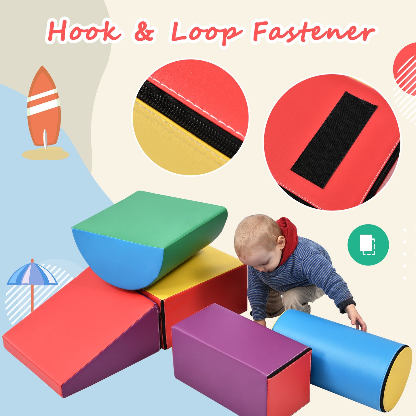 Soft Climb and Crawl Foam Playset - Safe Foam Nugget Shapes Block for Infants, Preschools, Toddlers, Kids Crawling and Climbing Indoor Play Structure
