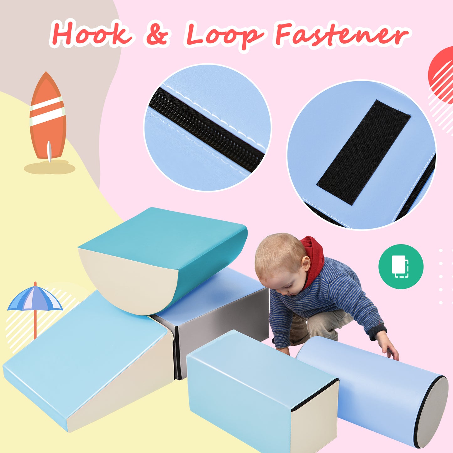 Soft Climb and Crawl Foam Playset: Safe Foam Nugget Shapes Block for Infants, Toddlers, Preschools. Indoor Active Stacking Play Structure for Crawling and Climbing.