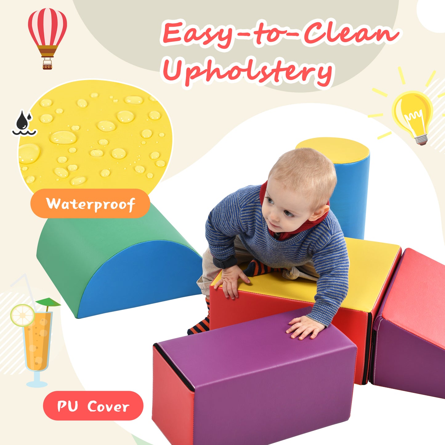 Soft Climb and Crawl Foam Playset - Safe Foam Nugget Shapes Block for Infants, Preschools, Toddlers, Kids Crawling and Climbing Indoor Play Structure