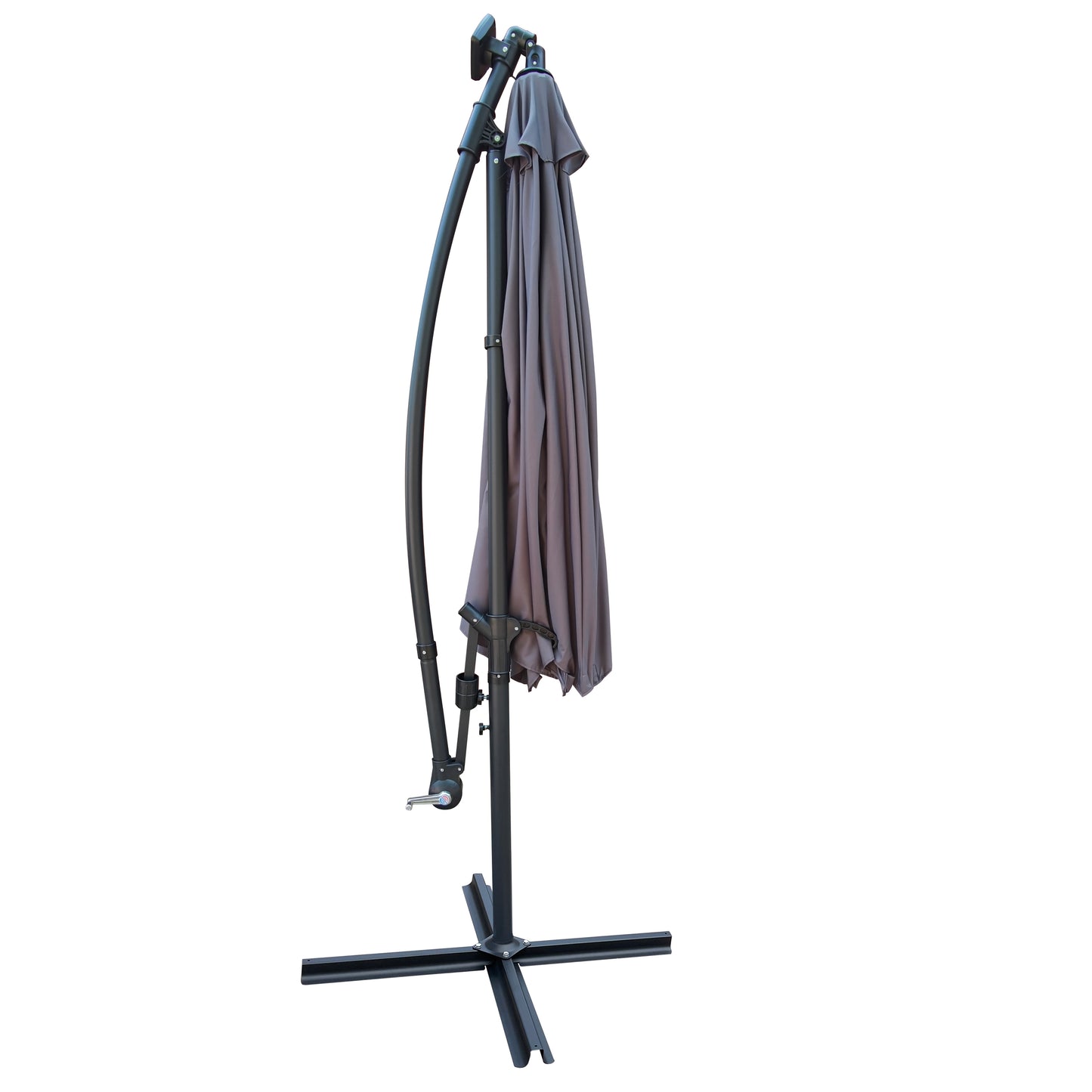 10 ft Outdoor Patio Umbrella with Solar Powered LED Lights, Waterproof, 8 Ribs, Crank and Cross Base for Garden, Deck, Backyard, Pool Shade - Black
