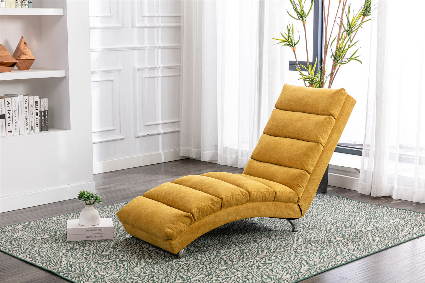 Linen Chaise Lounge Indoor Chair: Modern Long Lounger for Office or Living Room - COOLMORE.