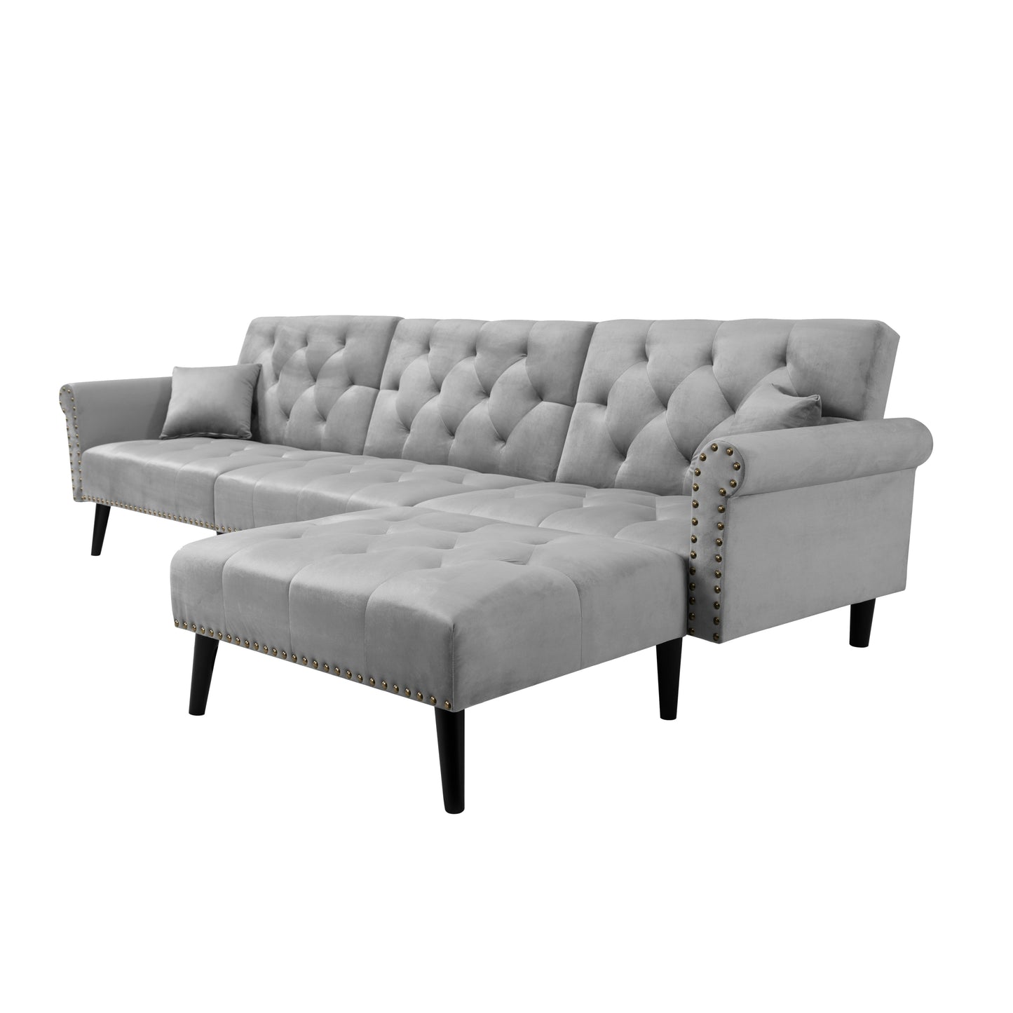 Convertible Sofa Bed Sleeper in Light Grey Velvet - Stylish and Versatile Furniture for Comfortable Sleep - Available in Multiple Sizes (W223S00002, W223S00456, W223S00708)