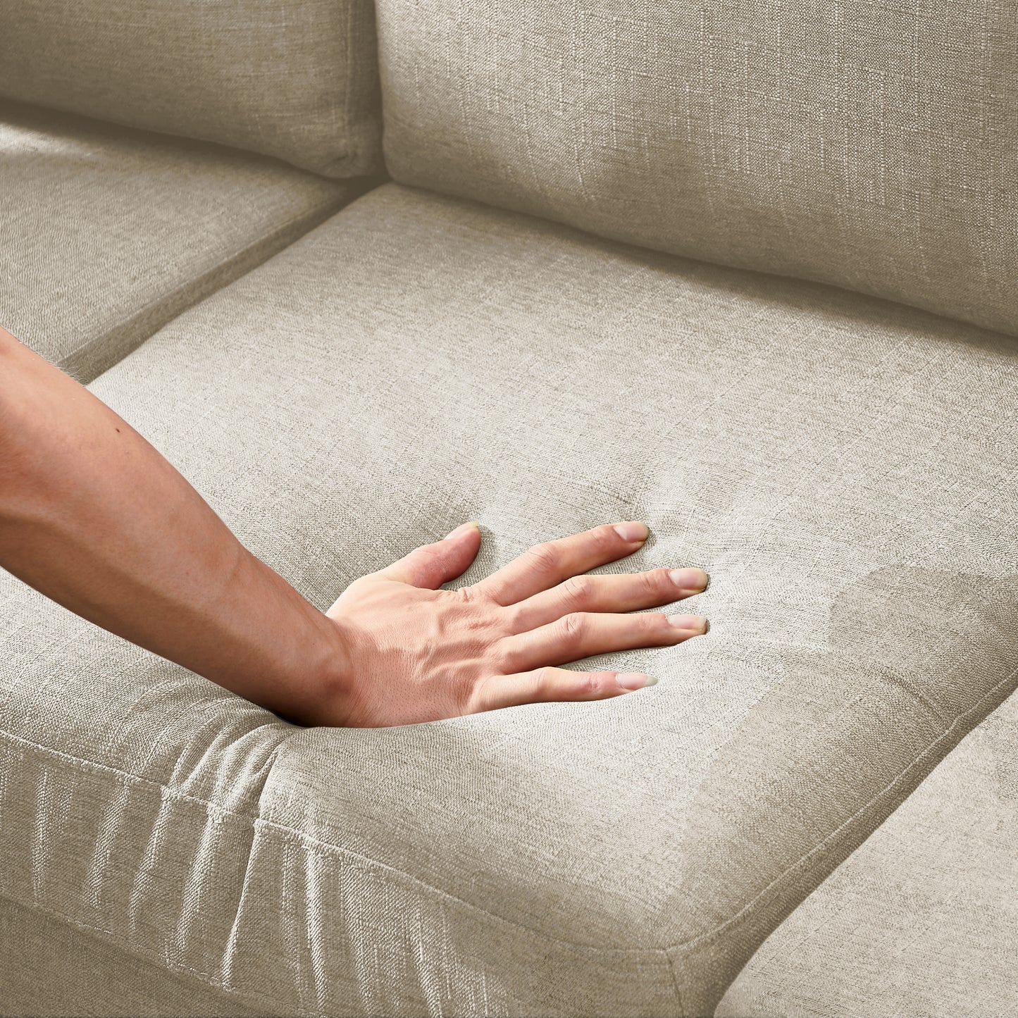 72" Sectional Sofa Left Hand Facing with 2 Pillows, Beige Fabric: Comfortable and Stylish Addition to Any Living Space