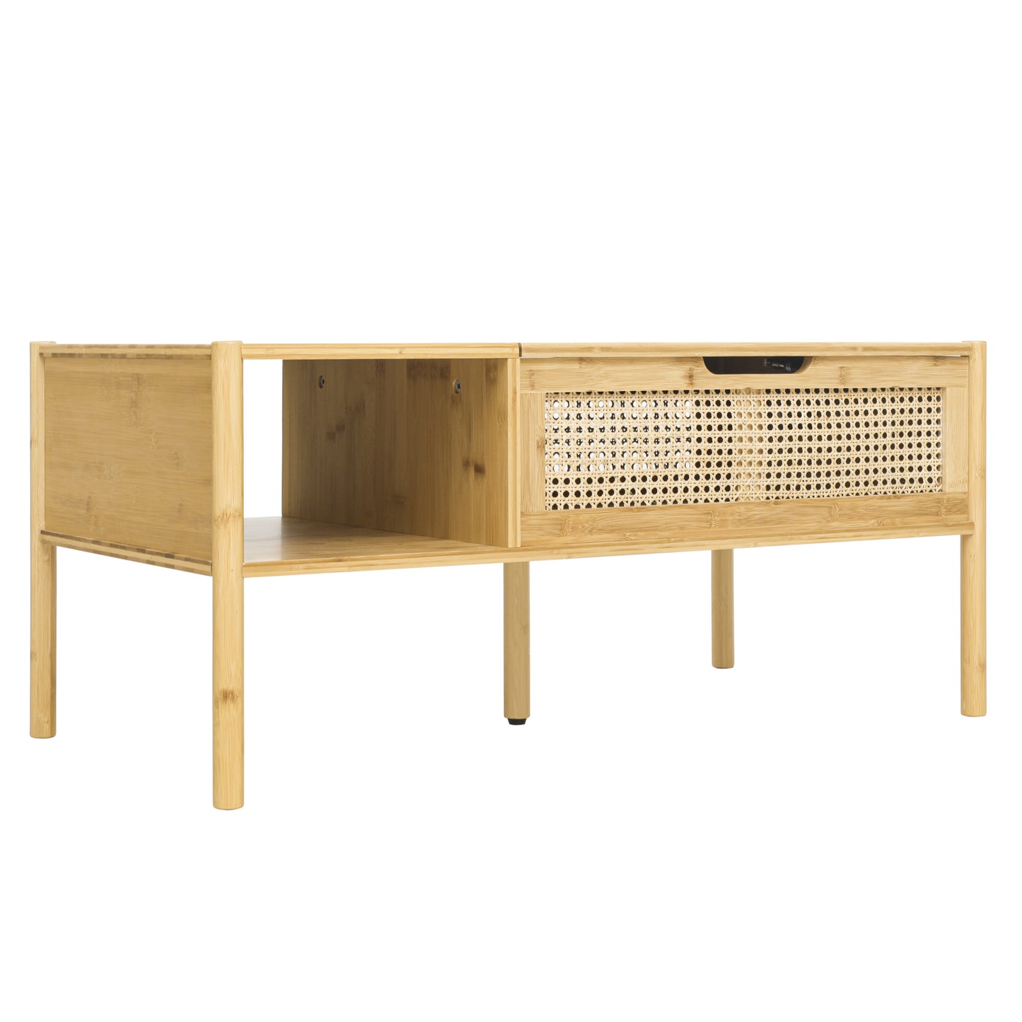 Coffee Table, Top Lifting, Natural Bamboo and Rattan - Ideal for Living Room Décor with Elegant Design, Durable Construction, and Convenient Storage Space - Available in Multiple Sizes and Earthy Tones