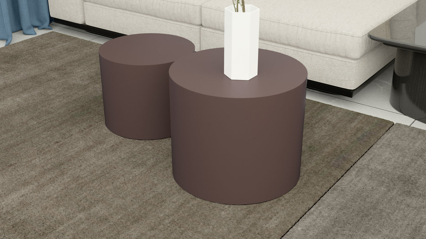 MDF Nesting Table Set of 2: Space-Saving Furniture, Stylish Design, Perfect for Small Spaces, 2 Sizes for Versatile Use, Easy to Assemble, Brown Finish