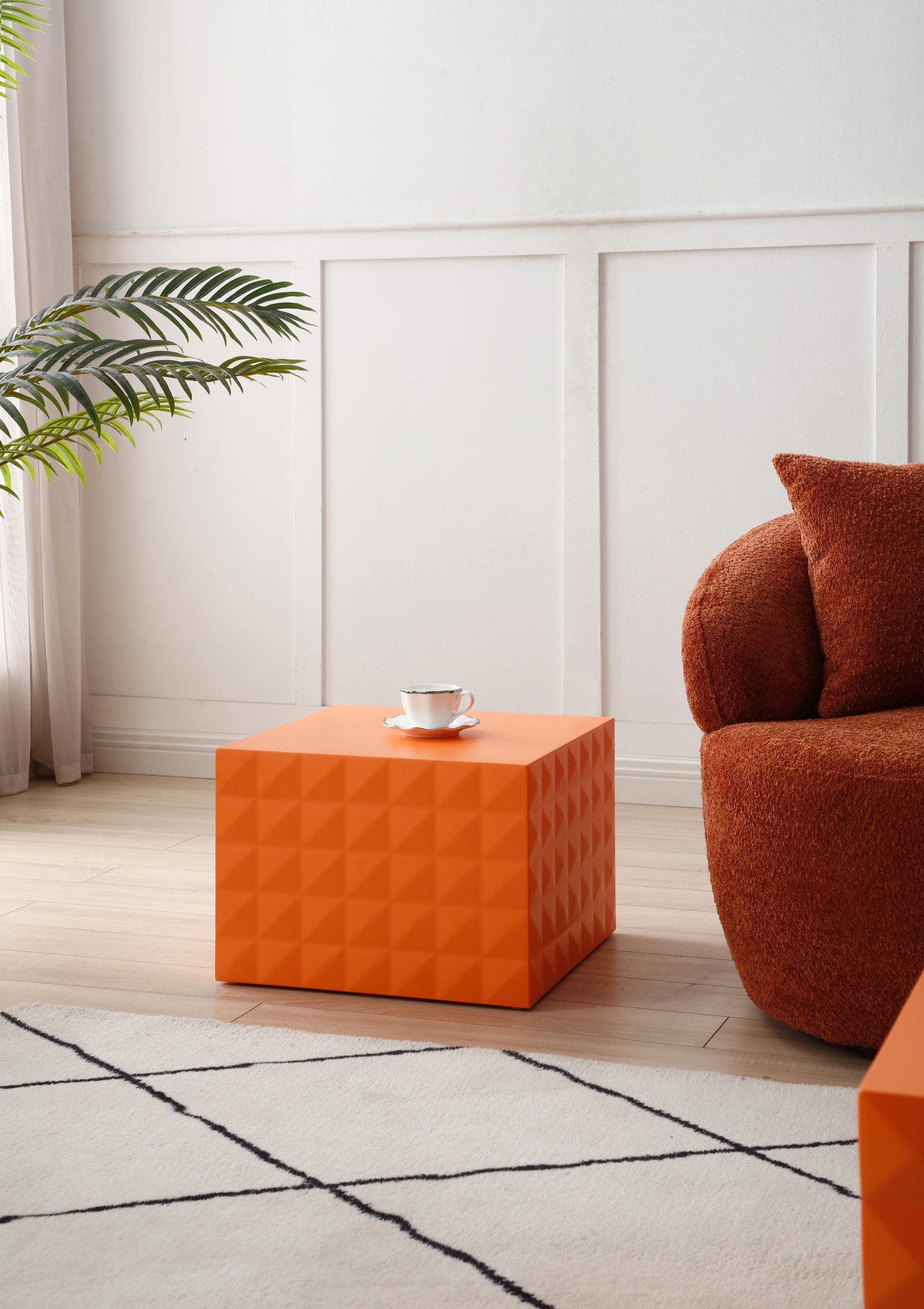 Handcrafted Relief MDF Nesting Table Set: Square Coffee Table, No Assembly Required | Unique Handmade Design | 2-Piece Set | Natural Wood Finish | 220 Letters