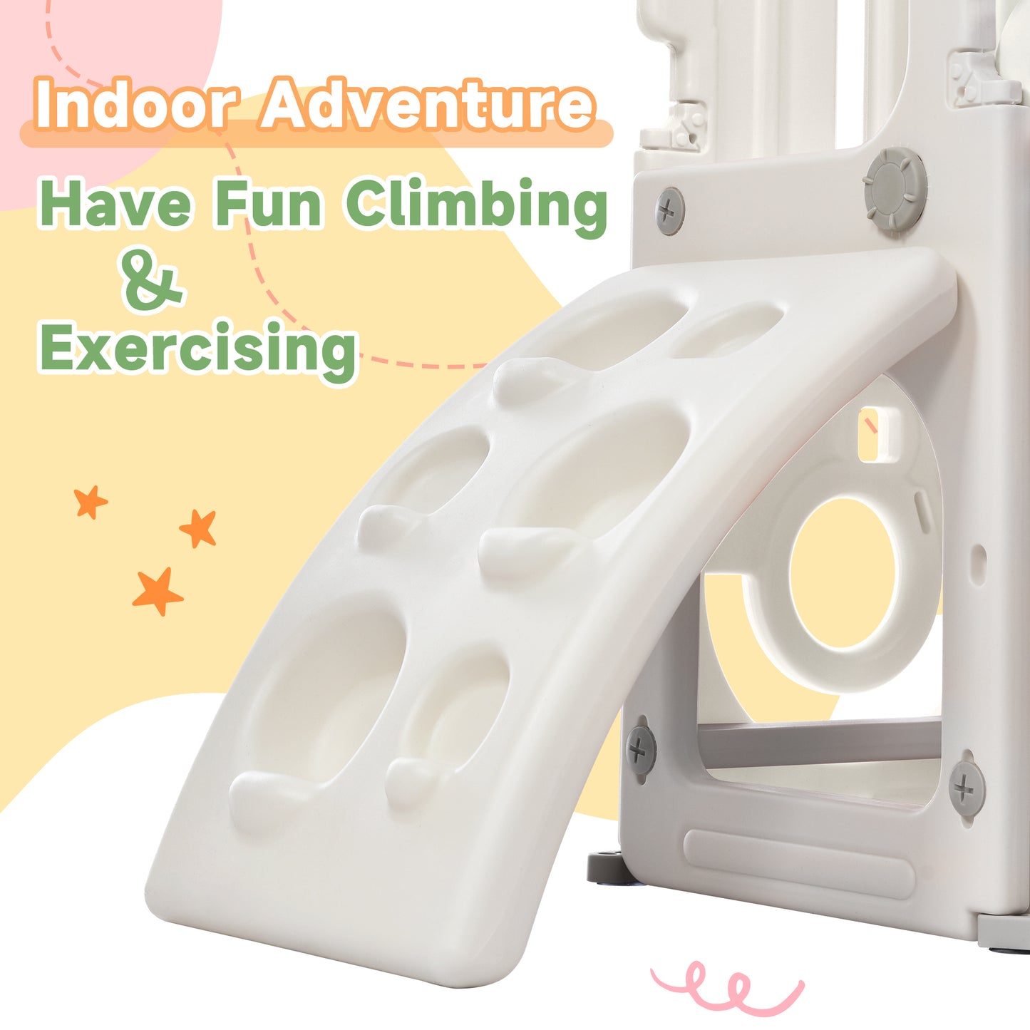 Toddler Climber and Slide Set 4 in 1: Playground Climber Freestanding Slide Playset with Basketball Hoop for Babies, Indoor & Outdoor Use