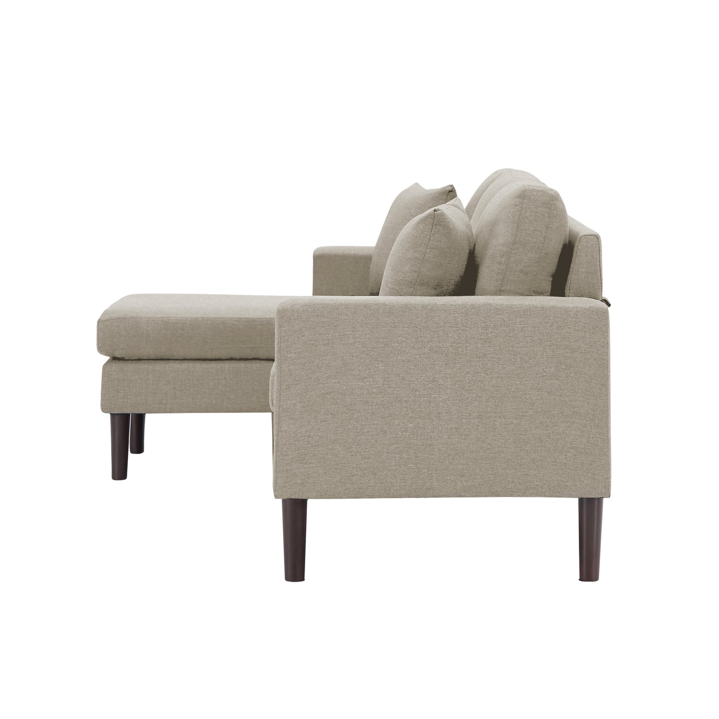 72" Sectional Sofa Left Hand Facing with 2 Pillows, Beige Fabric: Comfortable and Stylish Addition to Any Living Space