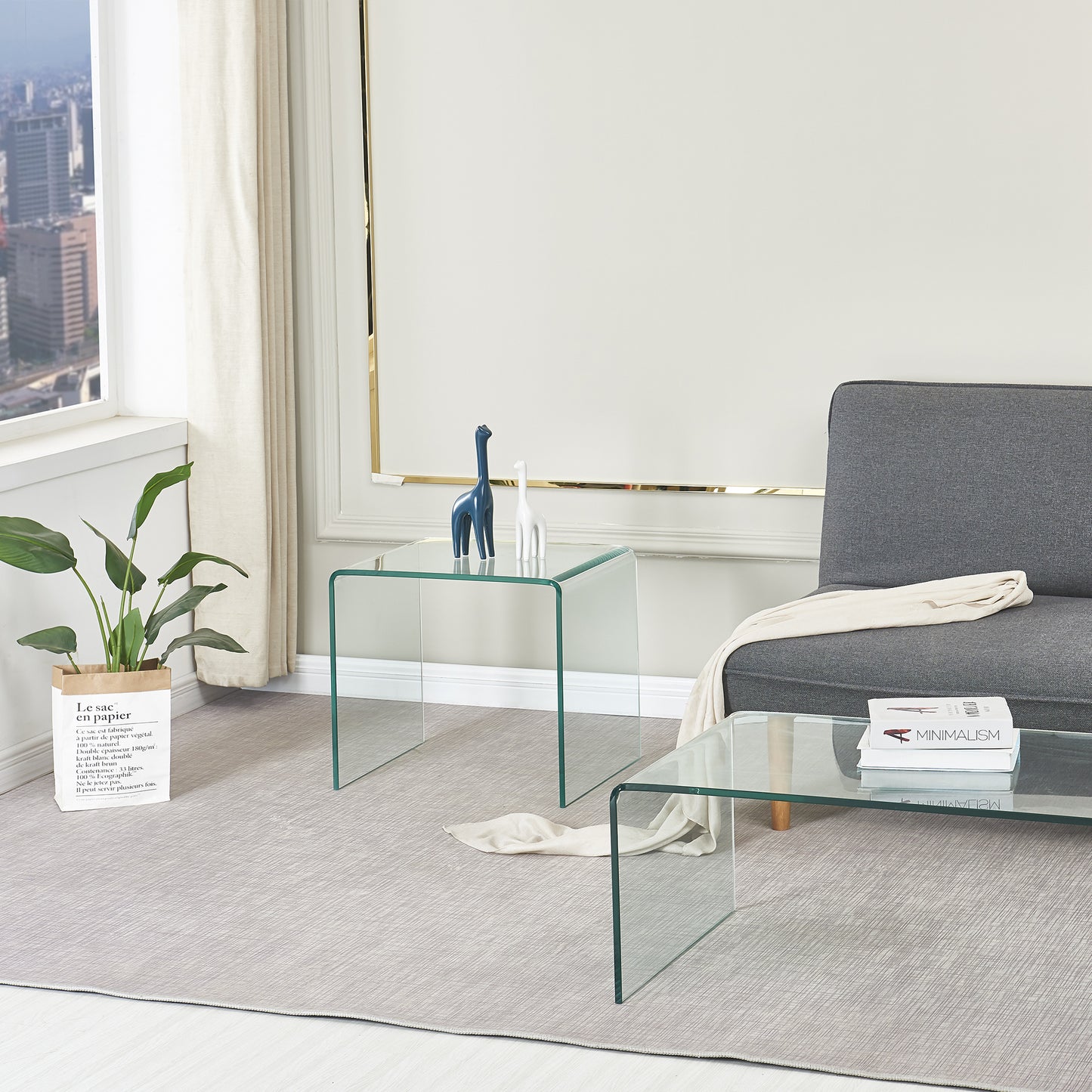 Small Clear Glass Side & End Table - Tempered Glass, Small Coffee Table, Modern Design