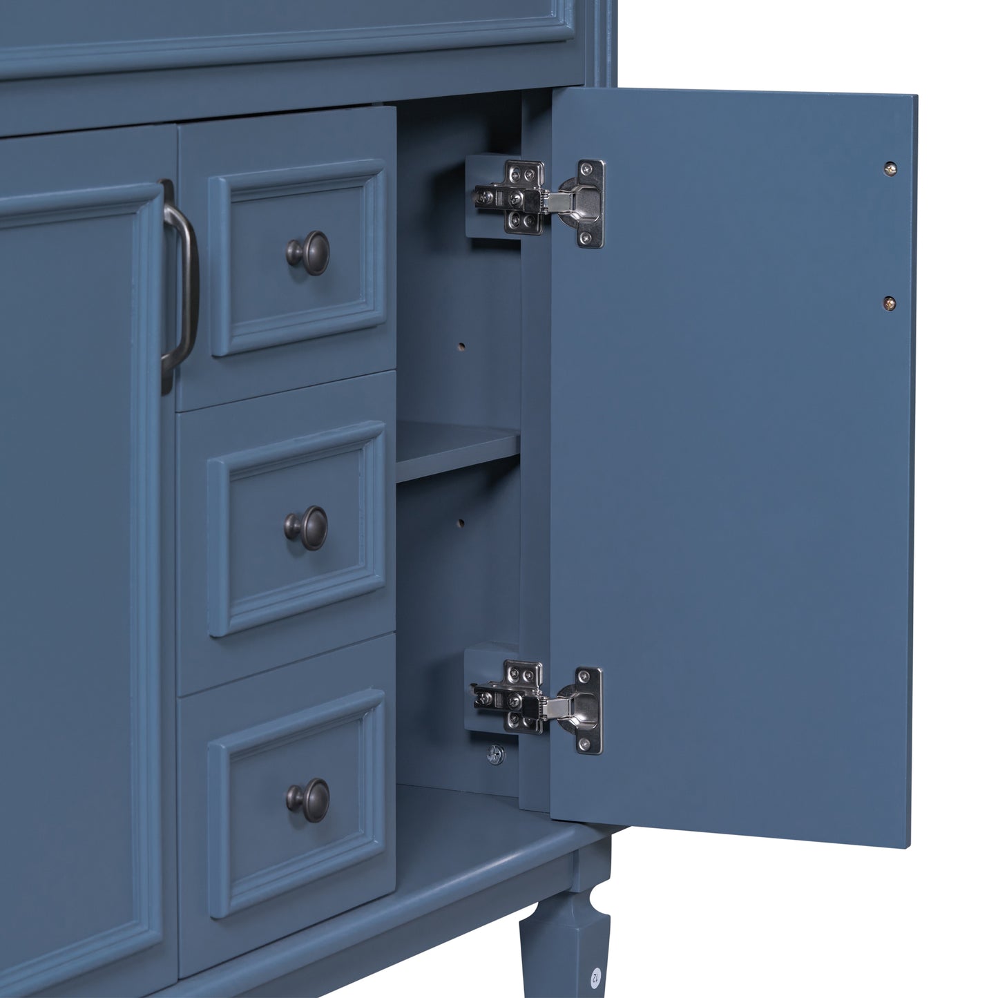 36'' Bathroom Vanity with Top Sink - Royal Blue Mirror Cabinet, Modern Storage Cabinet with 2 Doors and 2 Drawers - Single Sink Vanity