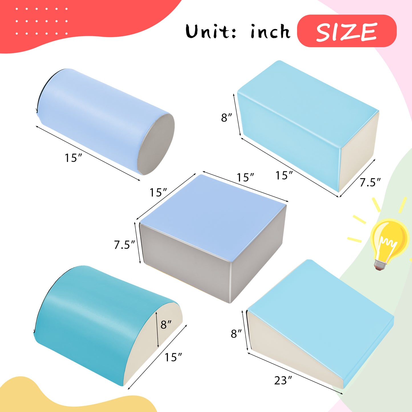 Soft Climb and Crawl Foam Playset: Safe Foam Nugget Shapes Block for Infants, Toddlers, Preschools. Indoor Active Stacking Play Structure for Crawling and Climbing.