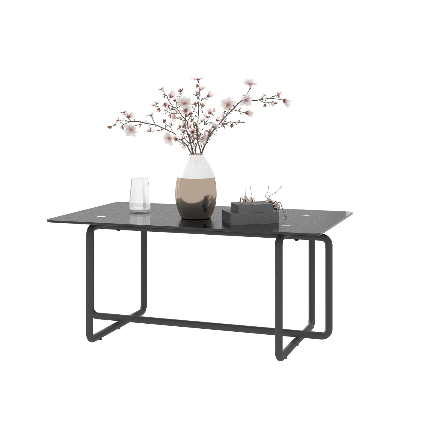 Modern Tempered Glass Tea Table Coffee Table - Table for Living Room, Black - Stylish and Functional - Ideal for Small Spaces - Elegant Design - Sturdy Construction - Tempered Glass Top - Sleek Black Finish - Compact Size