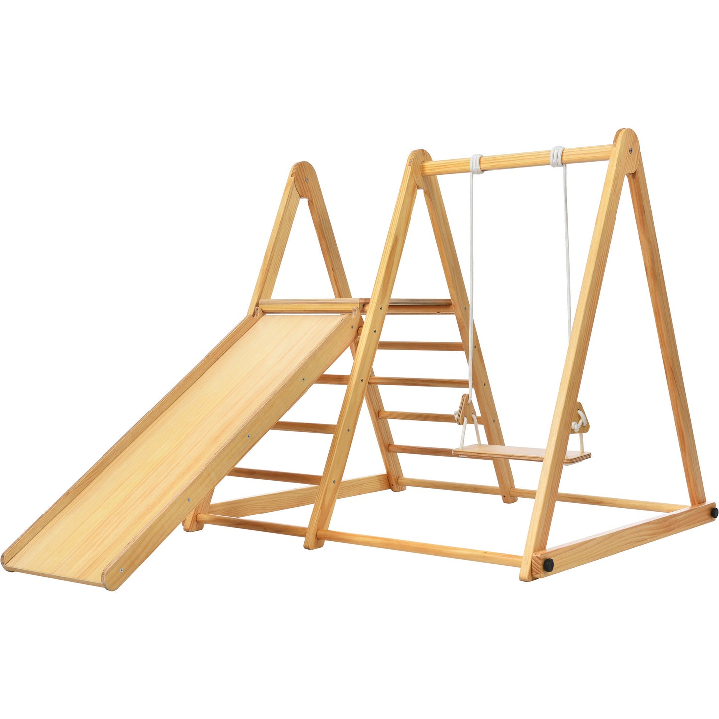 Wooden Swing and Slide Set Indoor Foldable Climbing Playground Playset for Kids, Rock Climb Ramp, Toddlers Climbing Toys