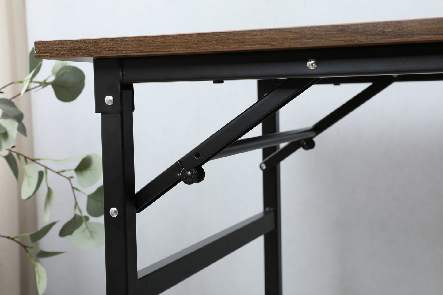 Folding Table Desk: Black, 47x24 Inches, Computer Workstation - No Installation Required