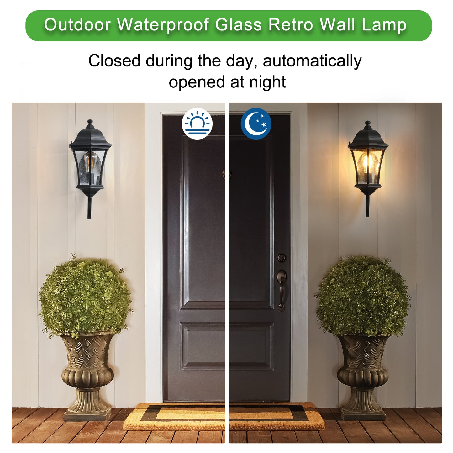 Outdoor Waterproof Glass Retro Wall Lamp - Stylish Vintage Design with Weatherproof Protection for Outdoor Lighting - Available in Various Colors and Sizes