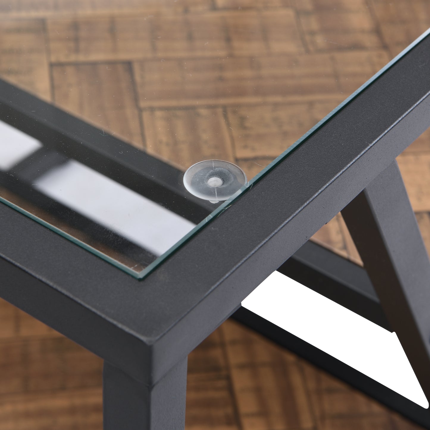 Black Side Table, End Table with Storage Shelf, Tempered Glass Coffee Table with Metal Frame for Living Room & Bedroom, Modern Design Furniture