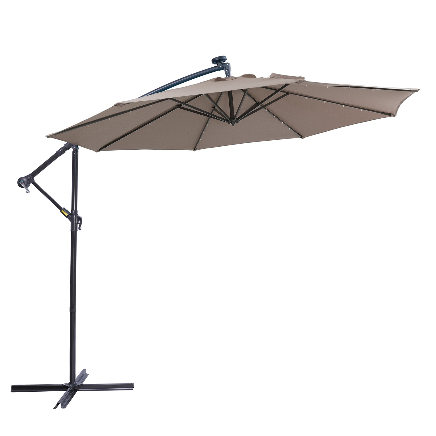 10 FT Solar LED Patio Outdoor Umbrella with 32 LED Lights - Dark Taupe