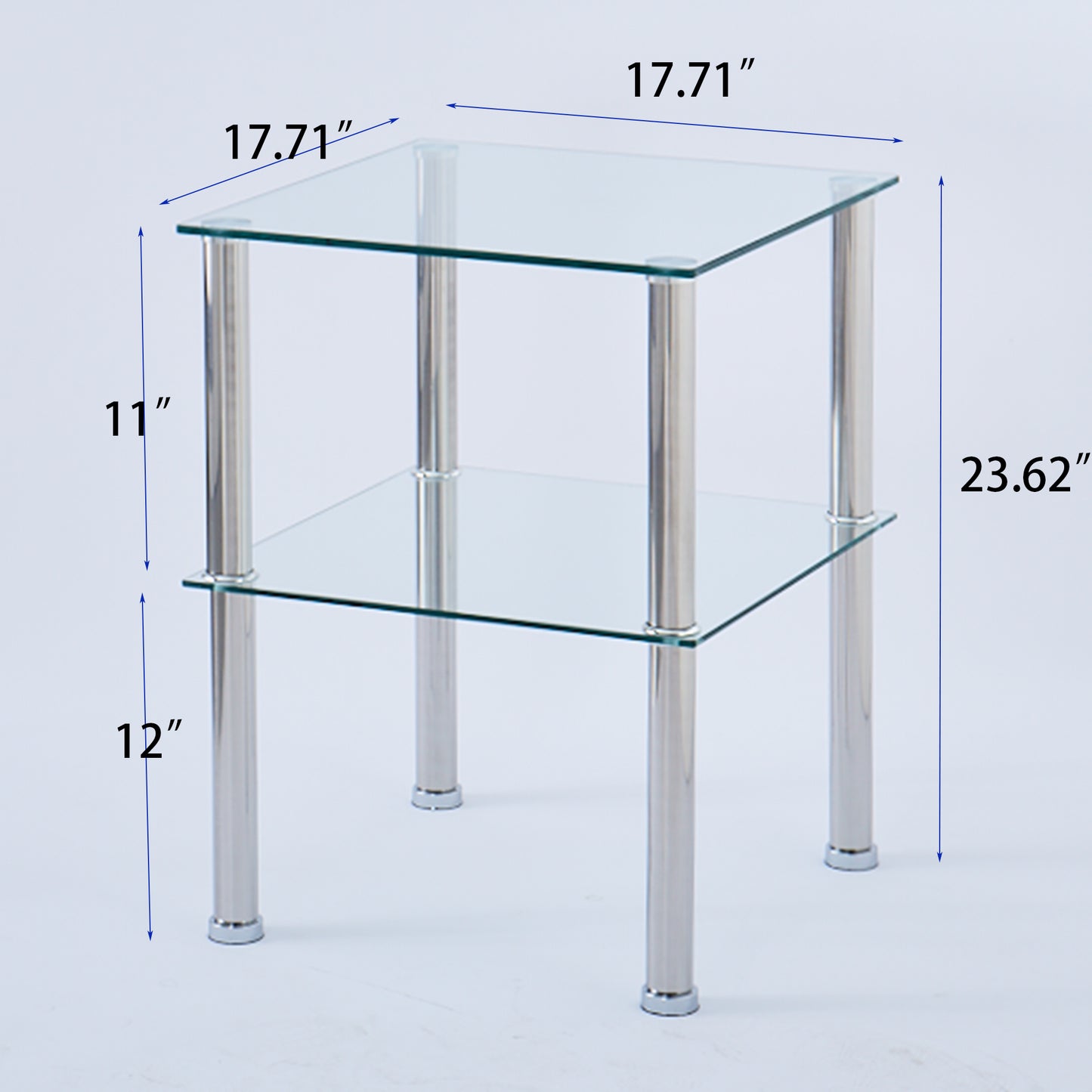 2-Piece Clear Glass Side&End Table Two Layer End table with Shelf - Stylish and Functional Furniture for Your Living Space