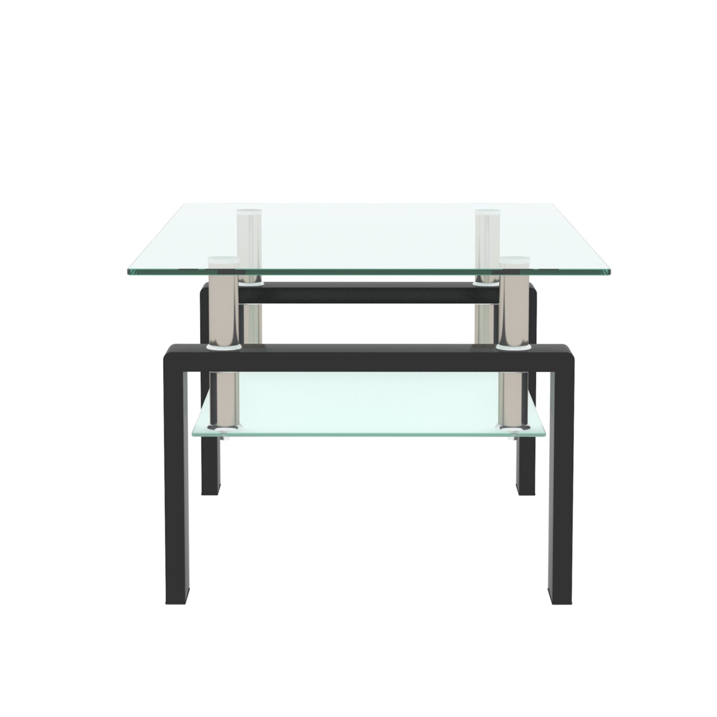 Rectangle Black Glass Coffee Table - Modern Side Center Table for Living Room, Clear, Sleek Design, Living Room Furniture