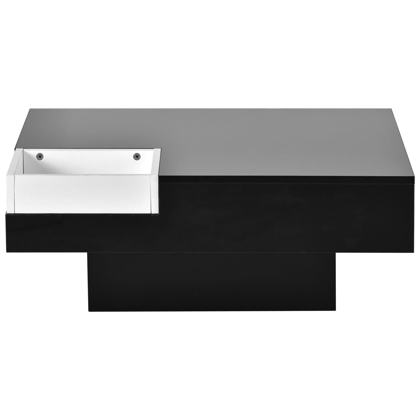Modern Minimalist Design Square Coffee Table with Detachable Tray & Plug-in 16-color LED Strip Lights Remote Control for Living Room - 31.5*31.5in Size