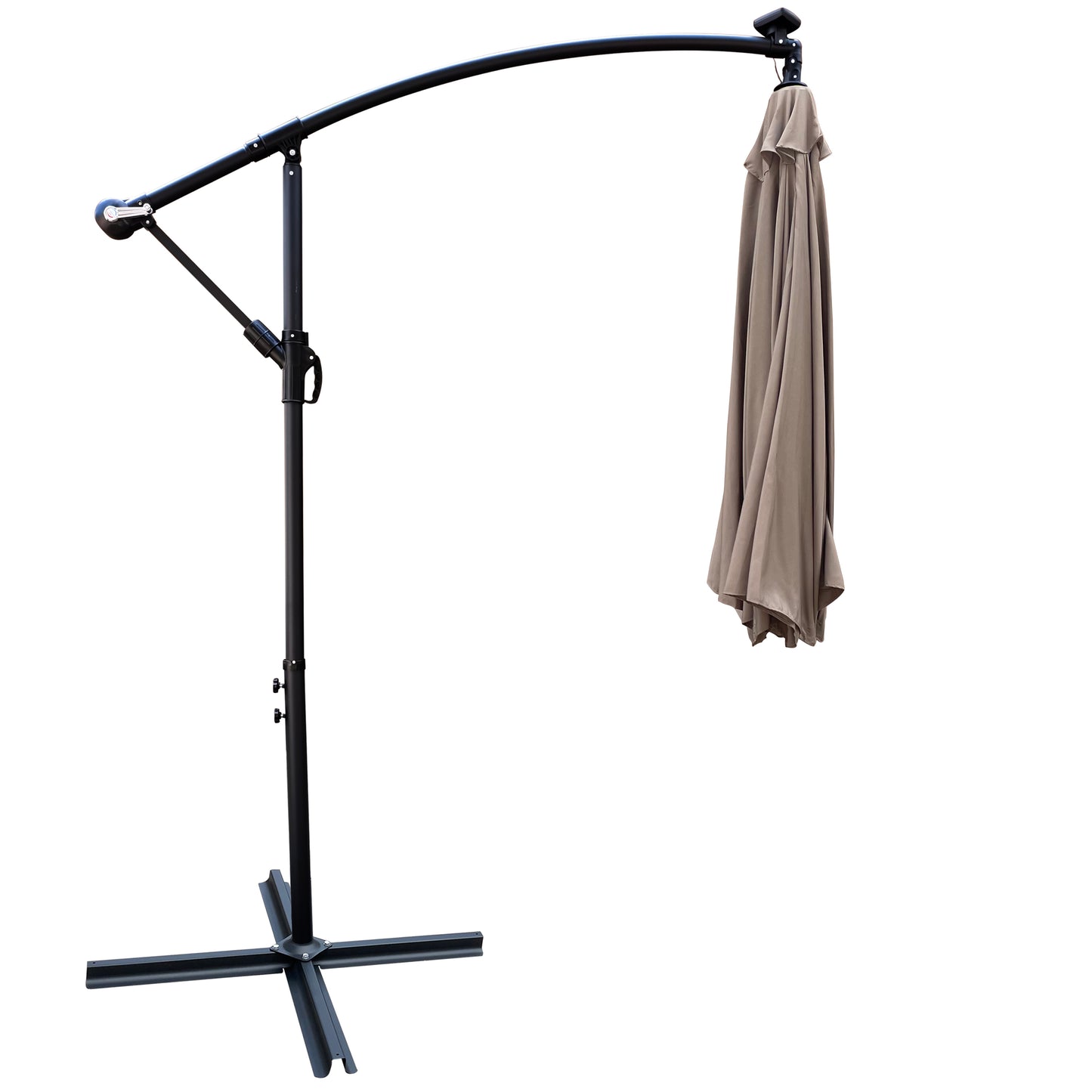 10 ft Outdoor Patio Umbrella Solar Powered LED Lighted Sun Shade Market Waterproof 8 Ribs Umbrella with Crank and Cross Base for Garden Deck Backyard Pool Shade Outside Deck Swimming Pool