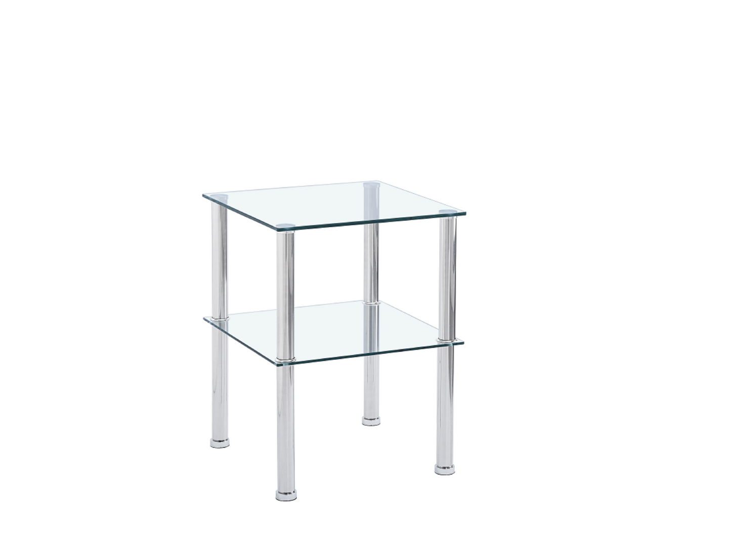 2-Piece Clear Glass Side&End Table Two Layer End table with Shelf - Stylish and Functional Furniture for Your Living Space