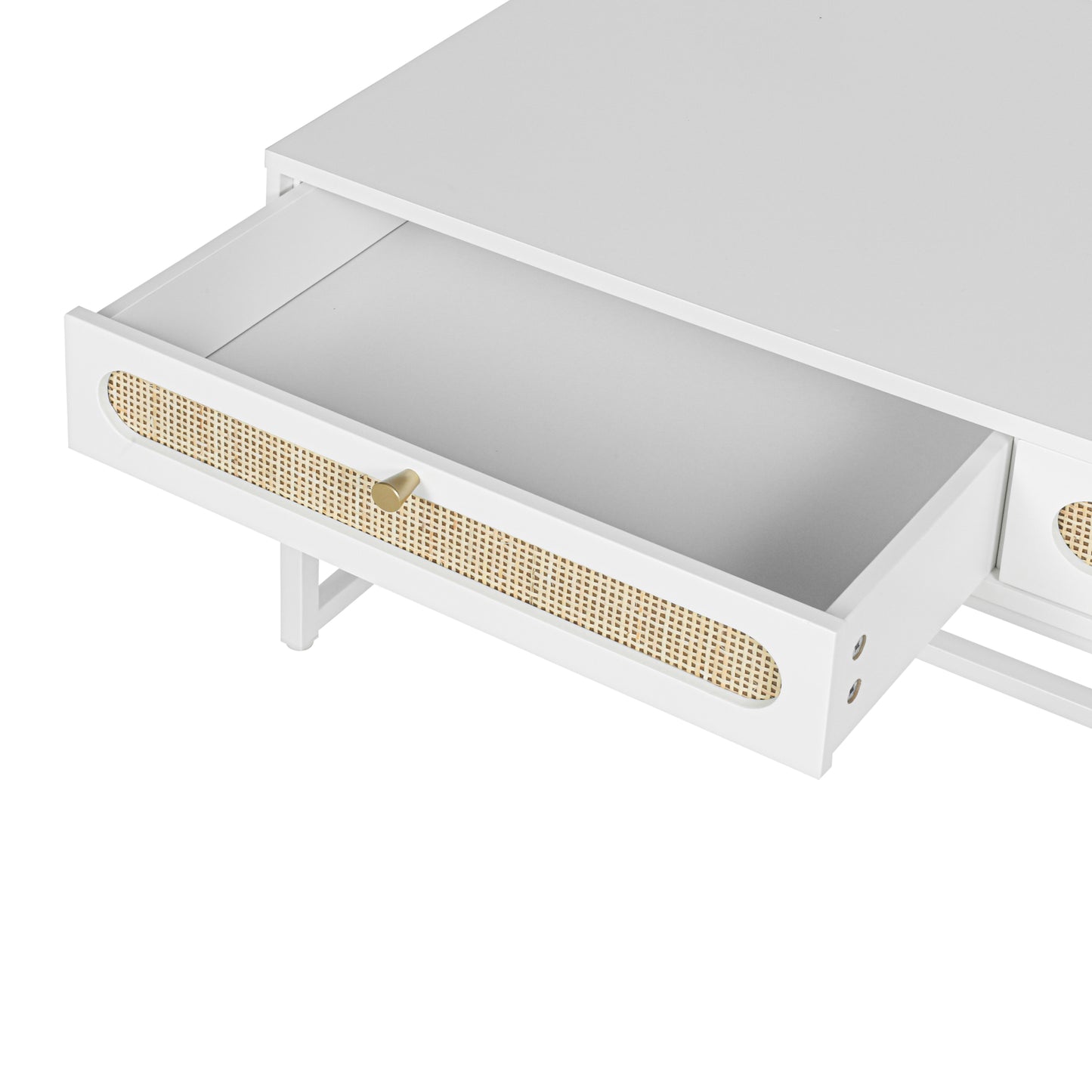 Rattan Drawer Coffee Table - Modern Furniture Decor for Living Room Reception - Easy Assembly, Rectangular - Unique Design, Brown, 2 Drawers