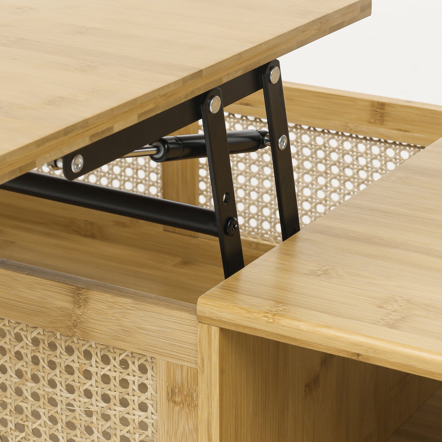 Coffee Table, Top Lifting, Natural Bamboo and Rattan - Ideal for Living Room Décor with Elegant Design, Durable Construction, and Convenient Storage Space - Available in Multiple Sizes and Earthy Tones