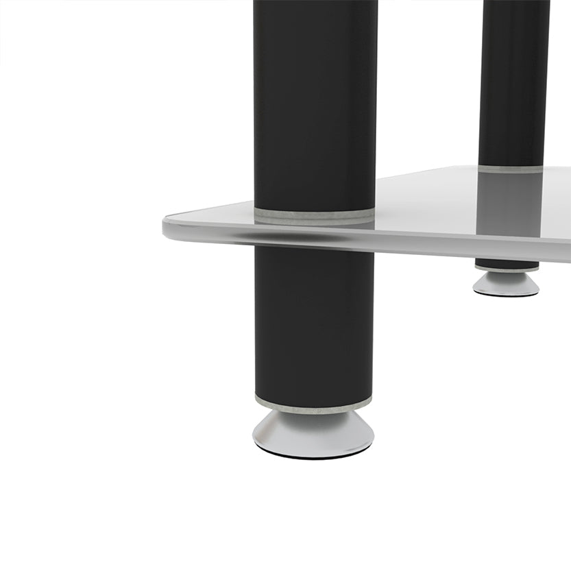 1-Piece White+Black Side Table, 2-Tier Space End Table, Modern Night Stand, Sofa Table with Storage Shelf - Stylish and Functional Furniture for Living Room, Bedroom, or Office