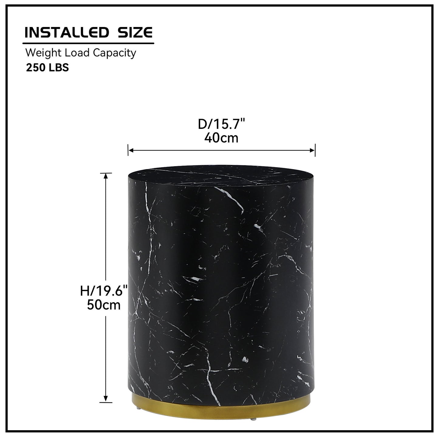 15.75" Round Sidetable for Living Room, Fully Assembled, Black