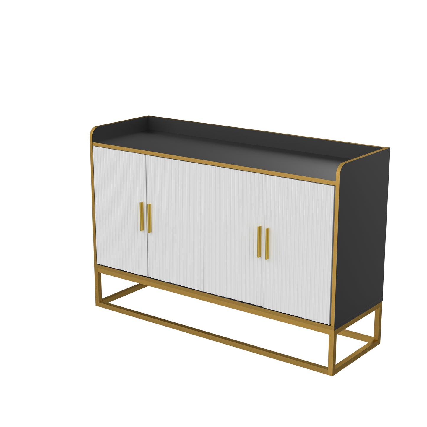 Modern Kitchen Buffet Storage Cabinet Cupboard - Gloss Finish - Ideal for Living Room & Kitchen - Black