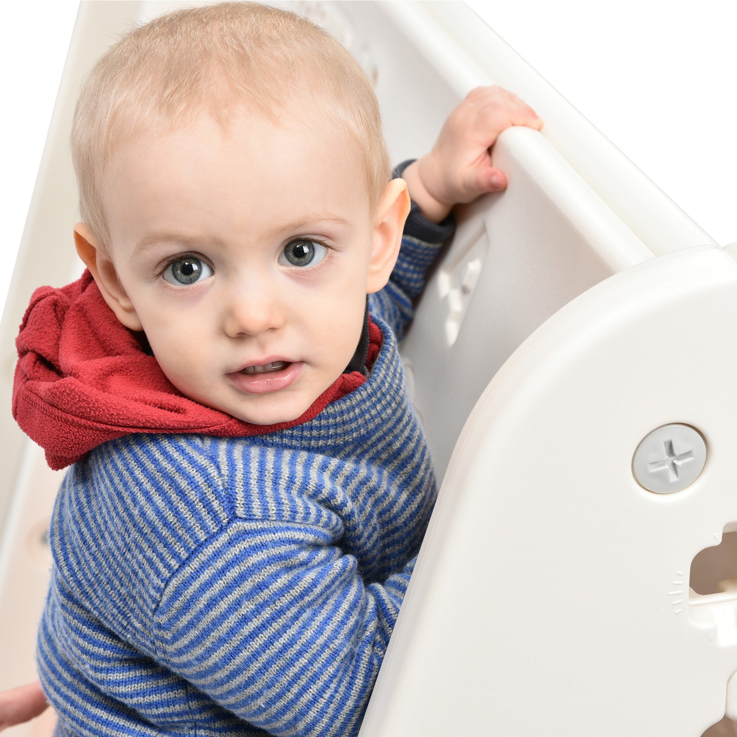 6-in-1 Toddler Climber and Swing Set - Kids Playground Climber Swing Playset with Tunnel, Whiteboard, Blocks, Hoop - Ideal for Babies - Indoor/Outdoor Play - White