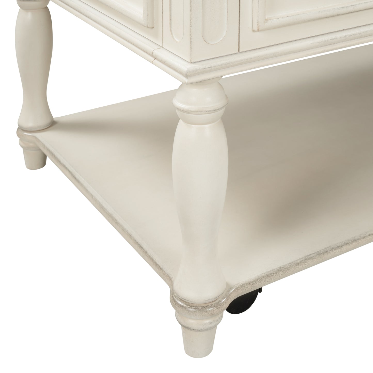 ON-TREND Two-tone Retro Cocktail Table: Easy Assembly, Movable with Caster Wheels for Livingroom (Antique Gray)