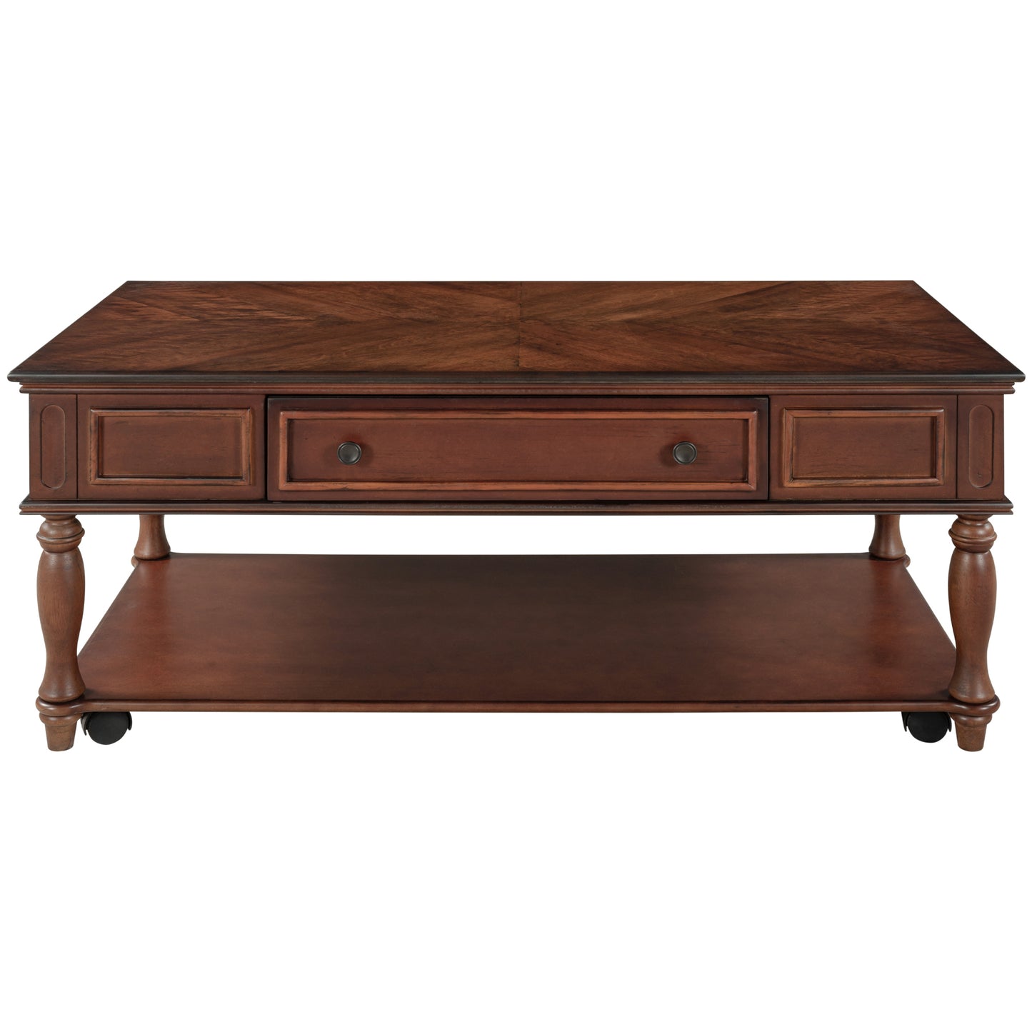 Retro Cocktail Table Coffee Table for Livingroom - Easy Assembly, Movable & Stylish with Caster Wheels - Espresso Finish
