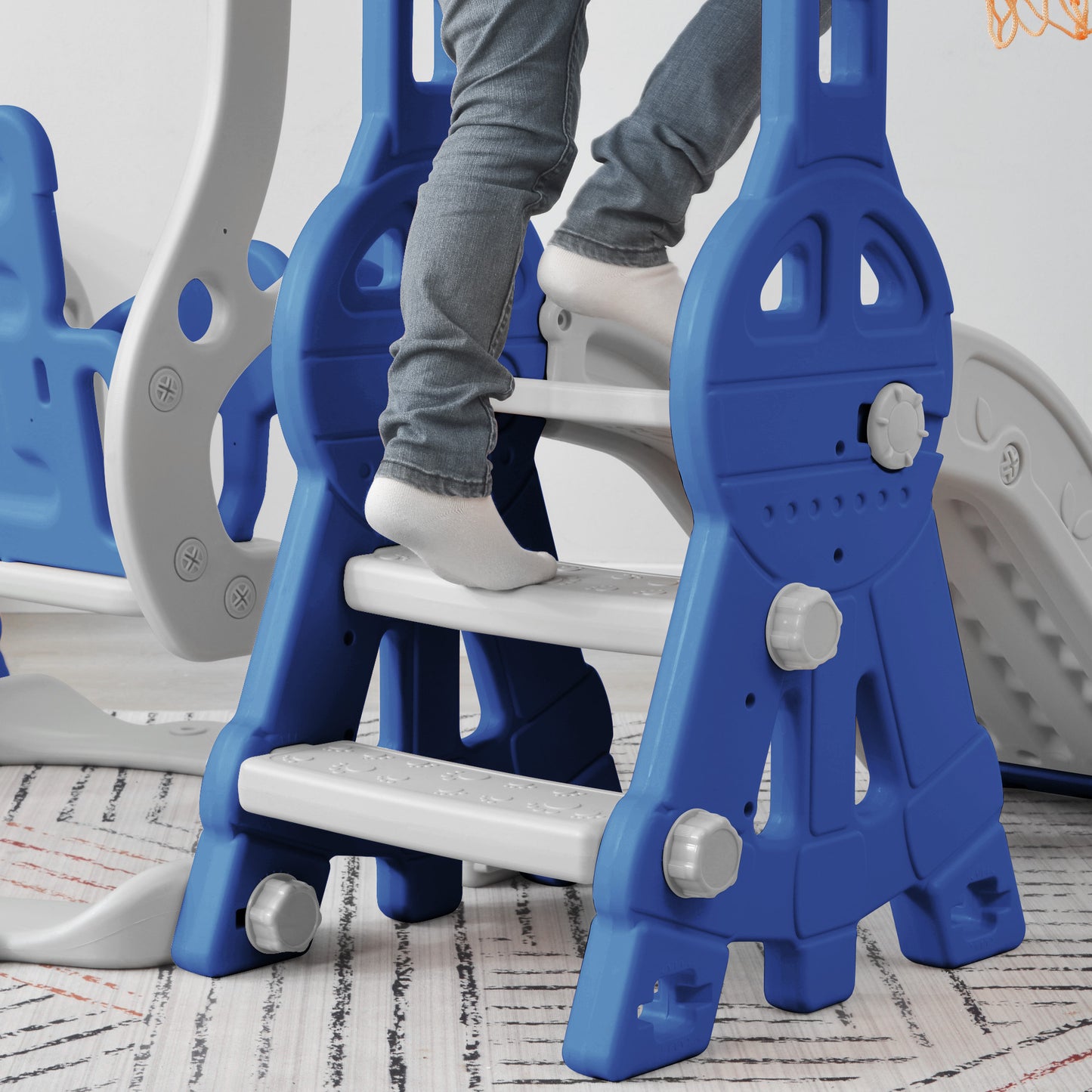 Toddler Slide and Swing Set 3 in 1: Perfect Indoor & Outdoor Kids Playground Climber Swing Playset with Basketball Hoops**