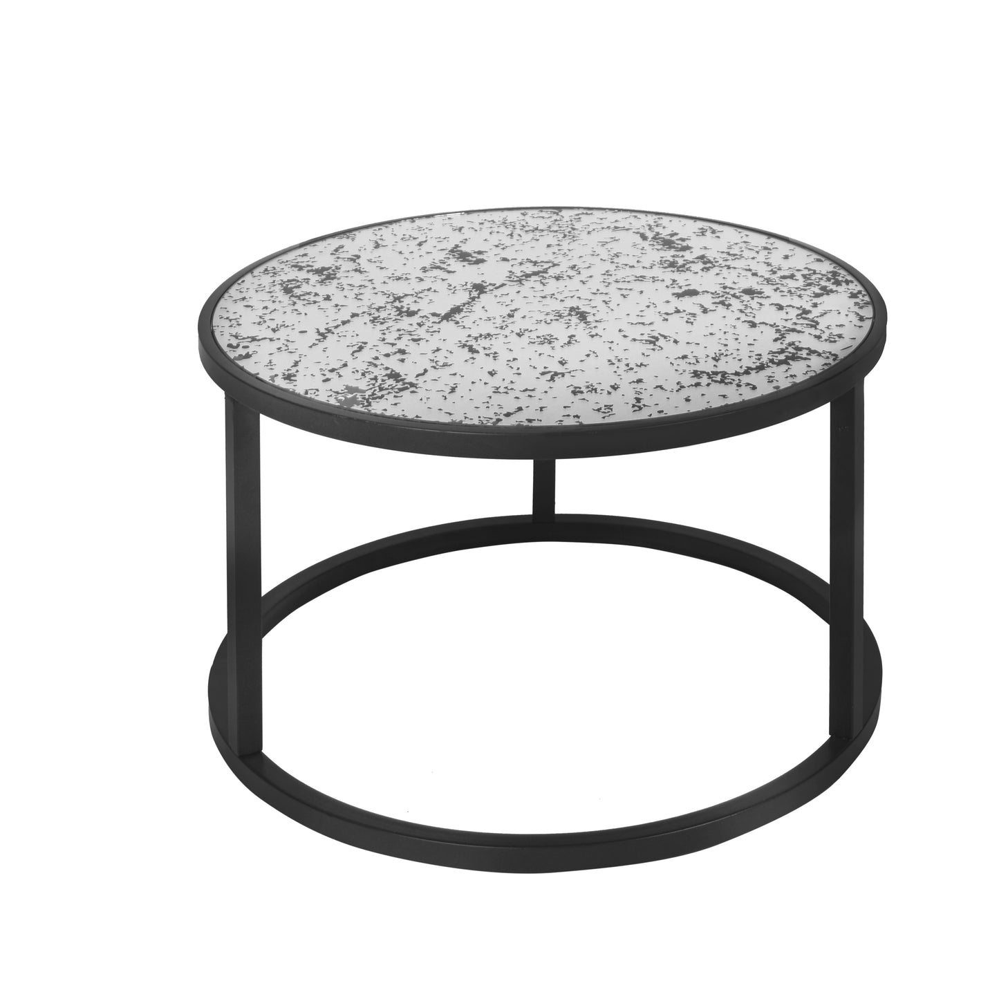 Round Coffee Table Set of 2 Metal Frame & Glass Top End Tables for Living Room Bedroom, Nesting Tables - Stylish & Functional Furniture