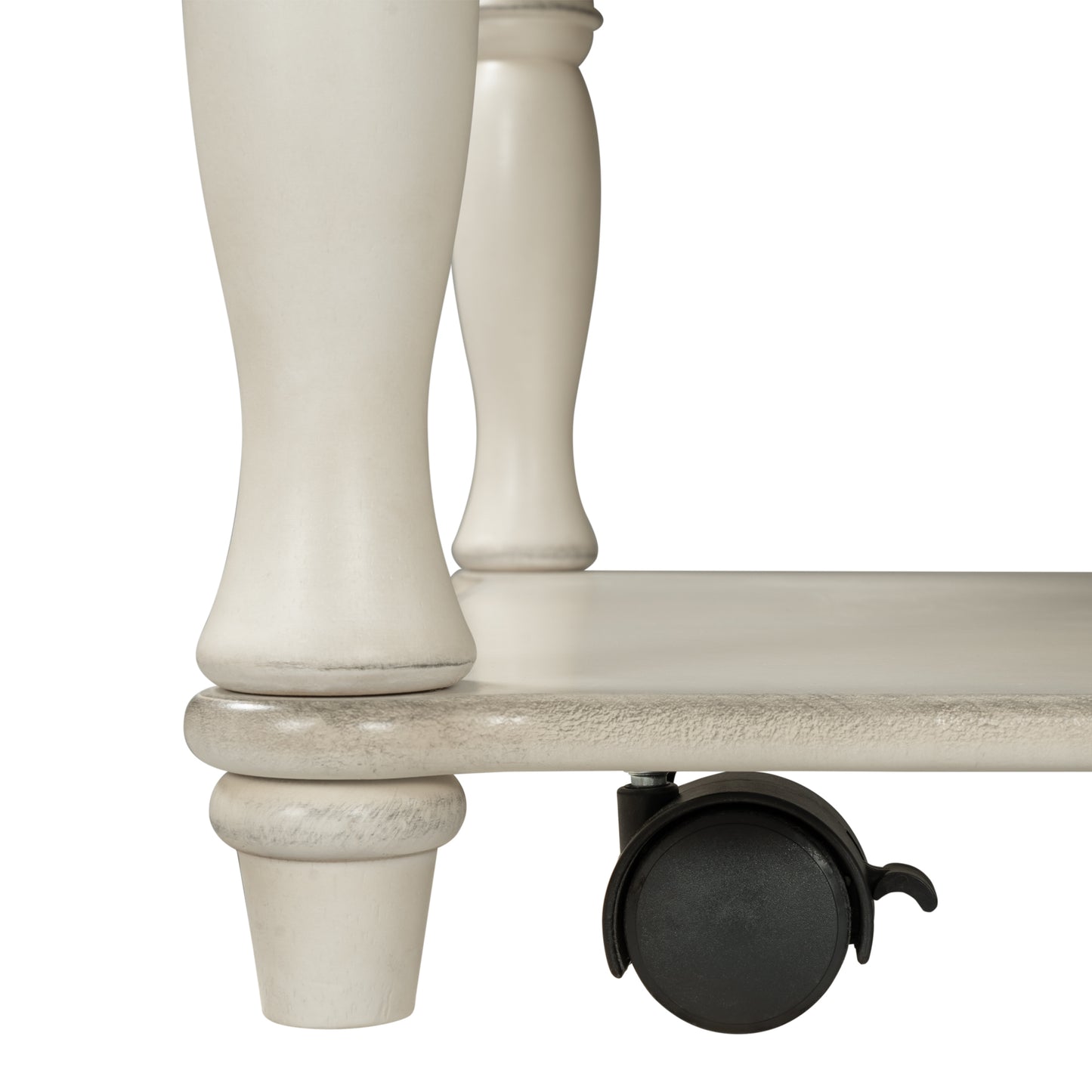 Retro Two-tone Cocktail Table Coffee Table with Caster Wheels | Easy Assembly | Movable | Livingroom Furniture | Antique White Color