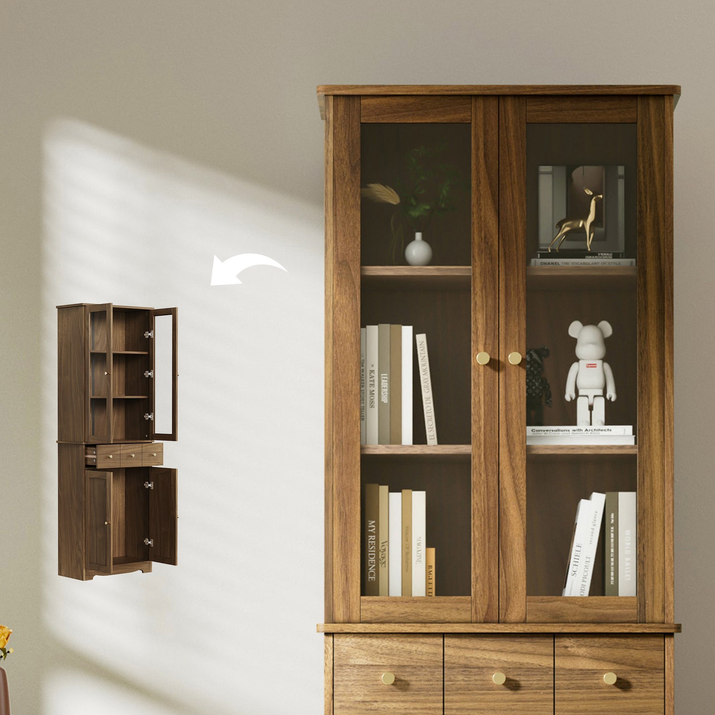 3-Tier Home Office Bookshelf | Large Storage Shelves | Modern Display Cabinet | Natural Wood Bookcase - MDF | Size: Large | Color: Natural Wood