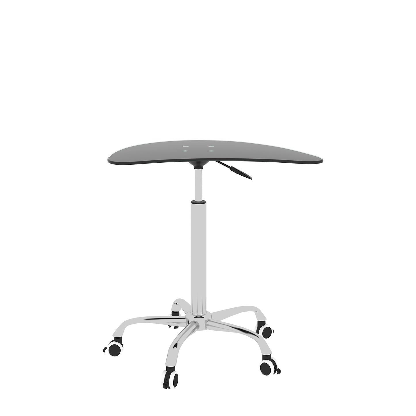 Adjustable Height Black Tempered Glass Table Desk with Lockable Wheels | Adjustable Range 24.2" to 32.7"